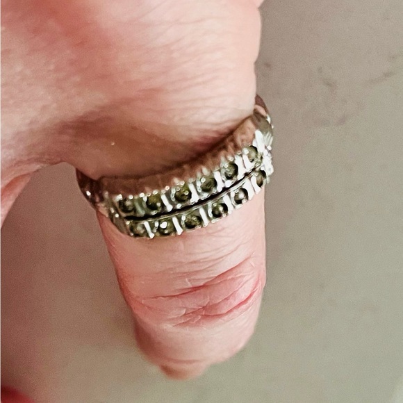 Sterling Silver Double Row Marcasite Band Ring, Size 6 - Picture 3 of 14